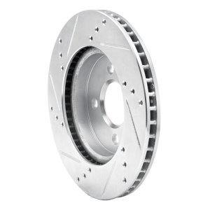 Nissan March Brake Rotor (1) - Front Right - R1 Concepts - Drilled & Slotted - Silver - `11-`25